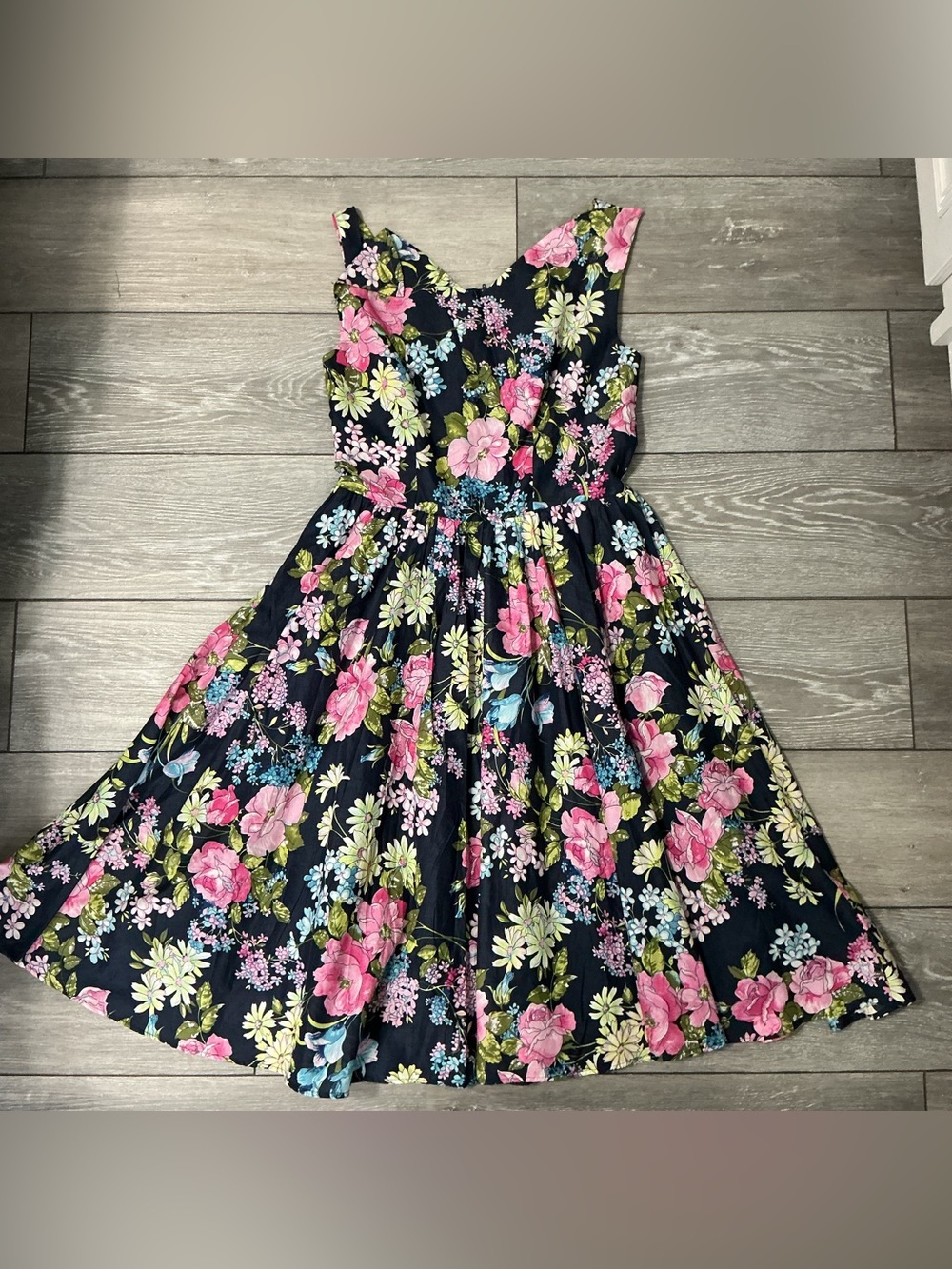 Aryeh Cotton Sleeveless Floral Pin Up Style Sun Dress size S